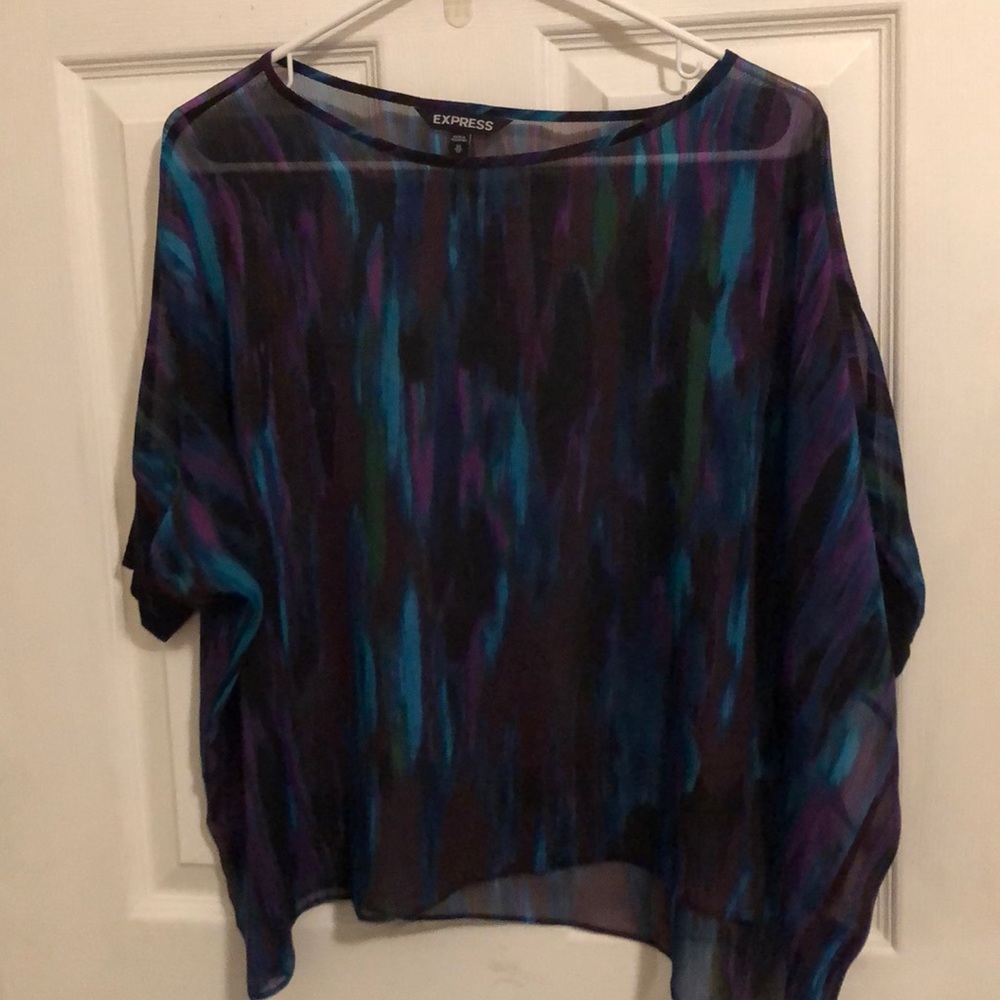 Express Blue & Purple Patterned Loose Top